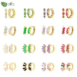 925 Silver Colorful CZ Crystal Hoop Earrings