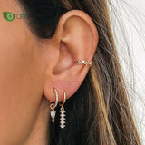 925 Silver CZ Crystal Hoop Earrings Colorful Stones High Jewelry