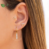 925 Silver CZ Crystal Hoop Earrings Colorful Stones High Jewelry