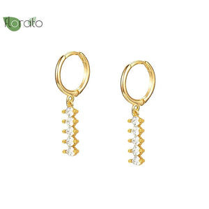 925 Silver CZ Crystal Hoop Earrings Colorful Stones High Jewelry