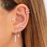 925 Silver CZ Crystal Hoop Earrings Colorful Stones High Jewelry