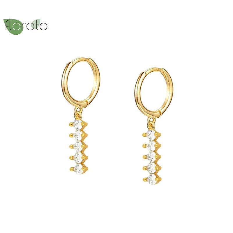 925 Silver CZ Crystal Hoop Earrings Colorful Stones High Jewelry