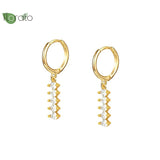 925 Silver CZ Crystal Hoop Earrings Colorful Stones High Jewelry