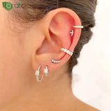 925 Silver Colorful CZ Small Hoop Earrings 10.5mm Women Jewelry Gift