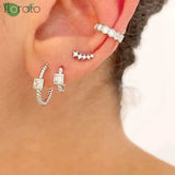 925 Silver Colorful CZ Small Hoop Earrings 10.5mm Women Jewelry Gift
