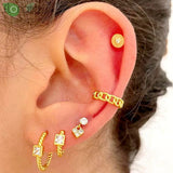 925 Silver Colorful CZ Small Hoop Earrings 10.5mm Women Jewelry Gift