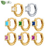 925 Silver Colorful CZ Small Hoop Earrings 10.5mm Women Jewelry Gift