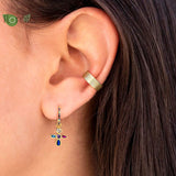 Colorful Cross Small Hoop Earrings for Women