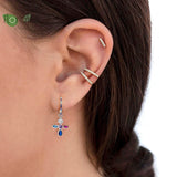 Colorful Cross Small Hoop Earrings for Women