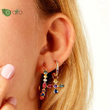 Colorful Cross Small Hoop Earrings for Women