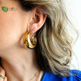 Colorful Cross Small Hoop Earrings for Women