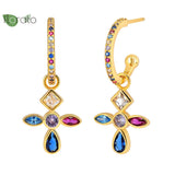 Colorful Cross Small Hoop Earrings for Women