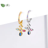Colorful Cross Small Hoop Earrings for Women