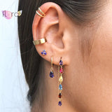 925 Silver Colorful Crystal Stud Earrings Graduation Jewel