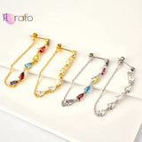 925 Silver Colorful Crystal Stud Earrings Graduation Jewel