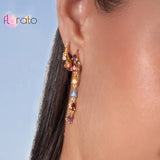 925 Silver Colorful Crystal Stud Earrings Graduation Jewel