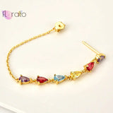 925 Silver Colorful Crystal Stud Earrings Graduation Jewel