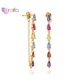 925 Silver Colorful Crystal Stud Earrings Graduation Jewel