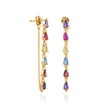 925 Silver Colorful Crystal Stud Earrings Graduation Jewel
