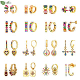 925 Silver Heart Crystal Hoop Earrings for Women Wedding