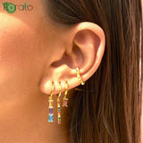 925 Silver Heart Crystal Hoop Earrings for Women Wedding
