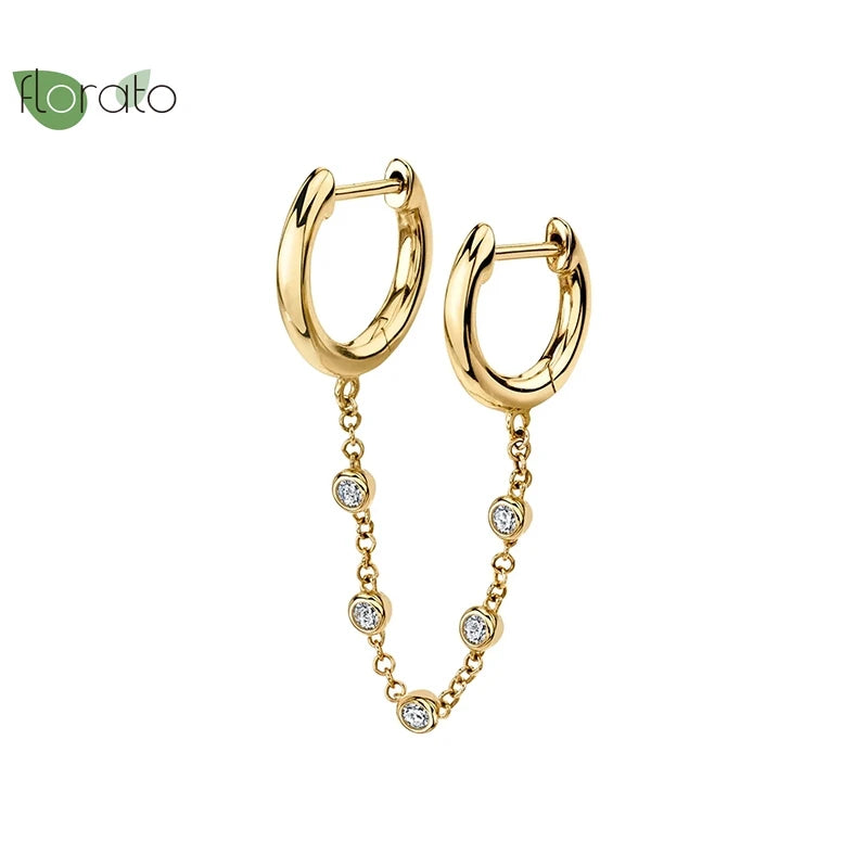 Colorful Crystal Tassel Hoop Earrings with 925 Silver Needle