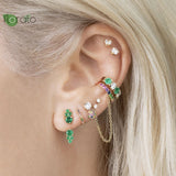 Colorful Crystal Tassel Hoop Earrings with 925 Silver Needle