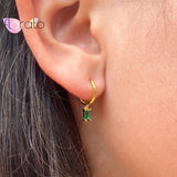 925 Silver Colorful Heart Hoop Earrings CZ Zircon Pendant Jewelry