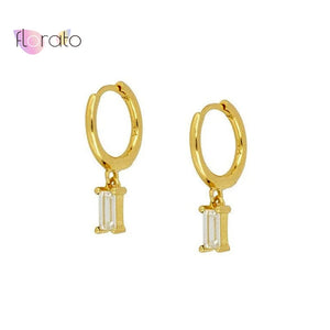 925 Silver Colorful Heart Hoop Earrings CZ Zircon Pendant Jewelry