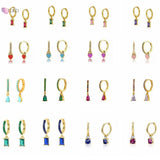 925 Silver Colorful Heart Hoop Earrings CZ Zircon Pendant Jewelry