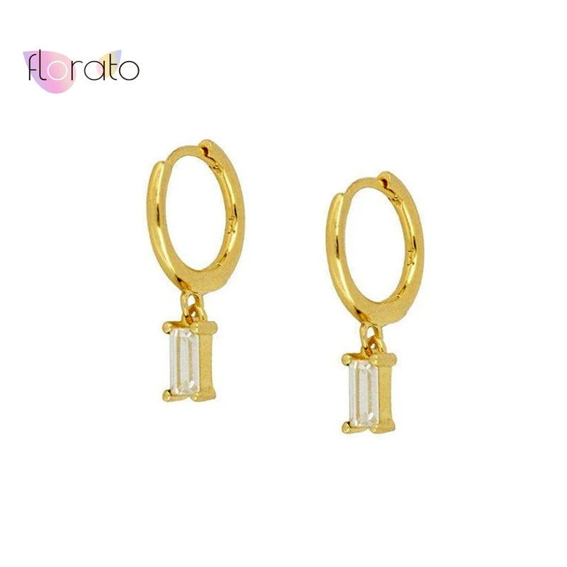925 Silver Colorful Heart Hoop Earrings CZ Zircon Pendant Jewelry