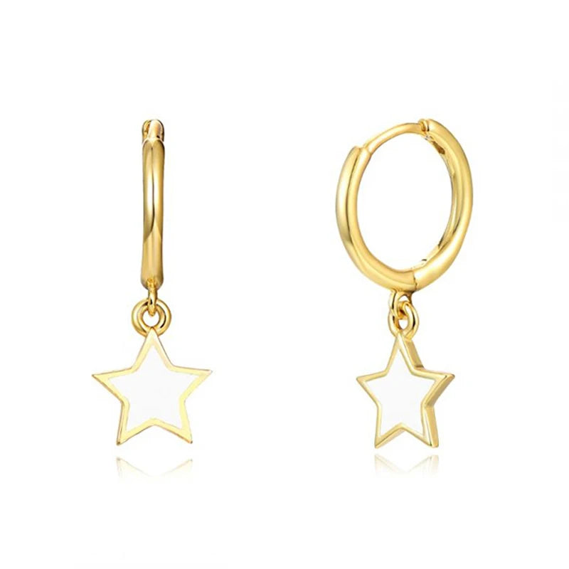 925 Silver Colorful Eamel Pendant Earrings for Women
