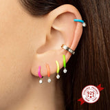 925 Silver Colorful Eamel Pendant Earrings for Women