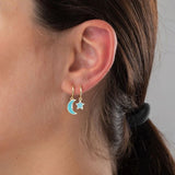 925 Silver Colorful Eamel Pendant Earrings for Women