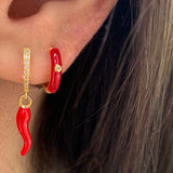 925 Silver Colorful Eamel Pendant Earrings for Women