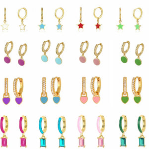 925 Silver Colorful Eamel Pendant Earrings for Women