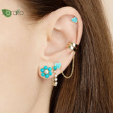 925 Silver Enamel Heart Earrings Pink Hoop Studs Women Jewelry