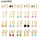 Smile Face Enamel Hoop Earrings 925 Silver Wedding Jewelry