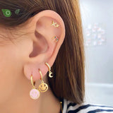 Colorful Enamel Smile Face Hoop Earrings for Women