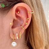 Colorful Enamel Smile Face Hoop Earrings for Women