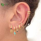 925 Silver Colorful Enamel Star Earrings 10mm Hoops