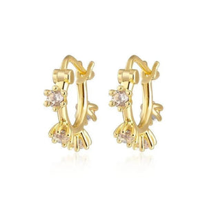 925 Silver Colorful Geometric Hoop Earrings Crystal Square Earrings