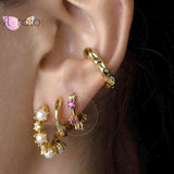 925 Silver Colorful Geometric Hoop Earrings Crystal Square Earrings