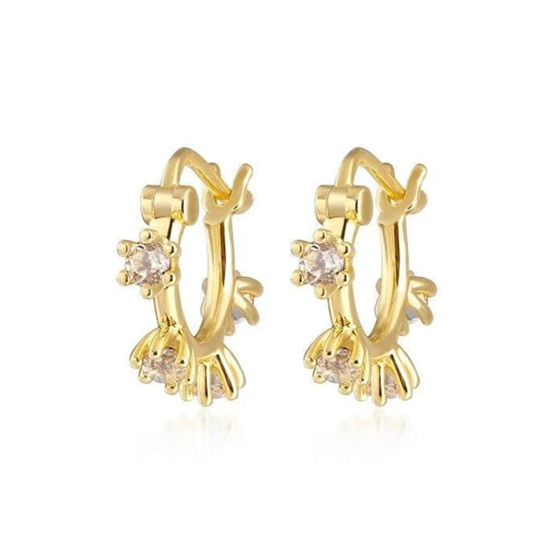 925 Silver Colorful Geometric Hoop Earrings Crystal Square Earrings