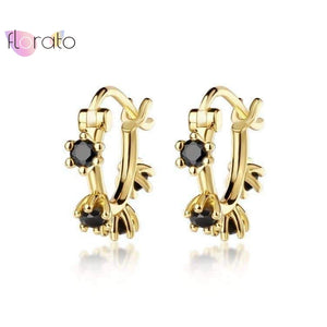 925 Silver Colorful Geometric Hoop Earrings Crystal Square Earrings