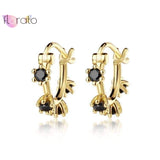 925 Silver Colorful Geometric Hoop Earrings Crystal Square Earrings