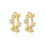 925 Silver Colorful Geometric Hoop Earrings Crystal Square Earrings