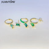 Colorful Square Zircon Hoop Earrings for Women