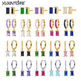 Colorful Square Zircon Hoop Earrings for Women