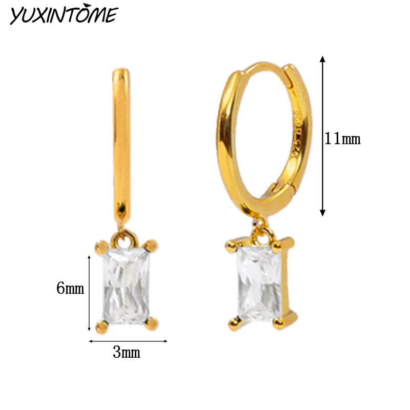 Colorful Square Zircon Hoop Earrings for Women